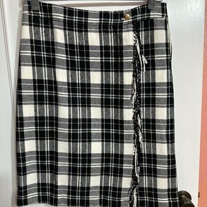 Talbots Black and White Plaid Faux Wrap Skirt. Size 14